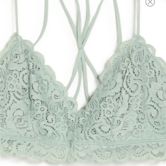 NWT Nordstrom “Wishlist” Lovely Aqua Triangle Lacy Strappy Bralette. Lar… - Picture 3 of 3
